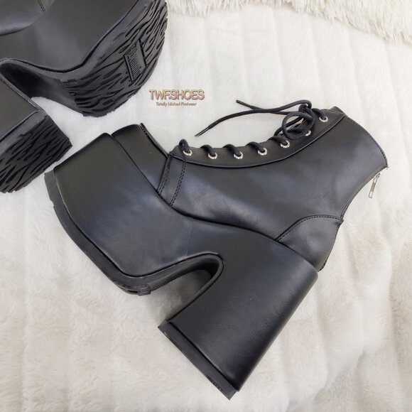 5" Block Heel Platform Goth Punk Ankle Boots 203 - Picture 6 of 15